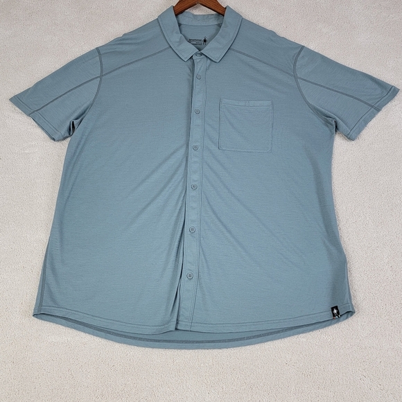 Smartwool Blue Gray Merino Sport 150 Gorpcore Short Sleeve Polo Shirt Sz XXL - Picture 4 of 10
